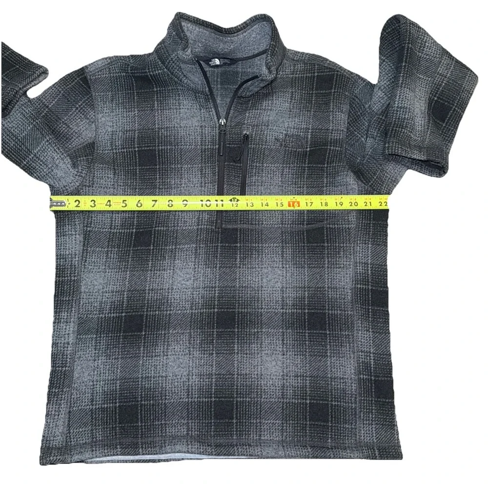 The North Face Jacket Mens Large Gray Plaid 1/4 Zip Gordon Lyons Fleece Pullover